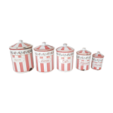 Old series of enamelled sheet metal spice pots