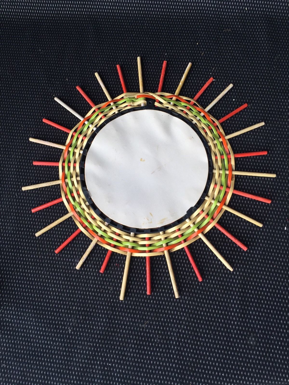 Miroir soleil vintage en rotin 35cm