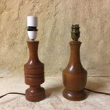 Turned wooden bedside lamp foot
