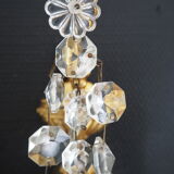Pair of wall lamps two bronze lights with grapevines and crystal garlands – Louis XV style