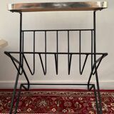 Vintage side table with magazine holder