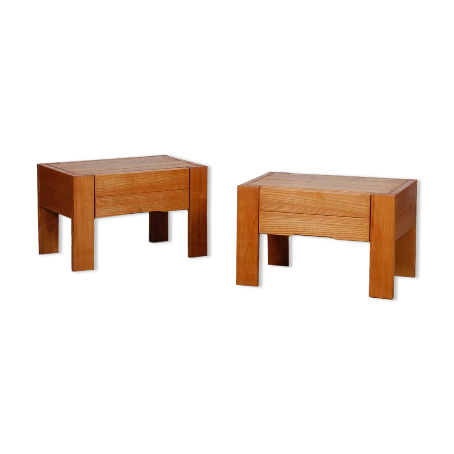 Pair of bedside tables in solid ash, French work from the 20th century.