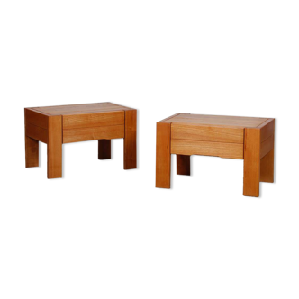 Pair of bedside tables in solid ash, French work from the 20th century.