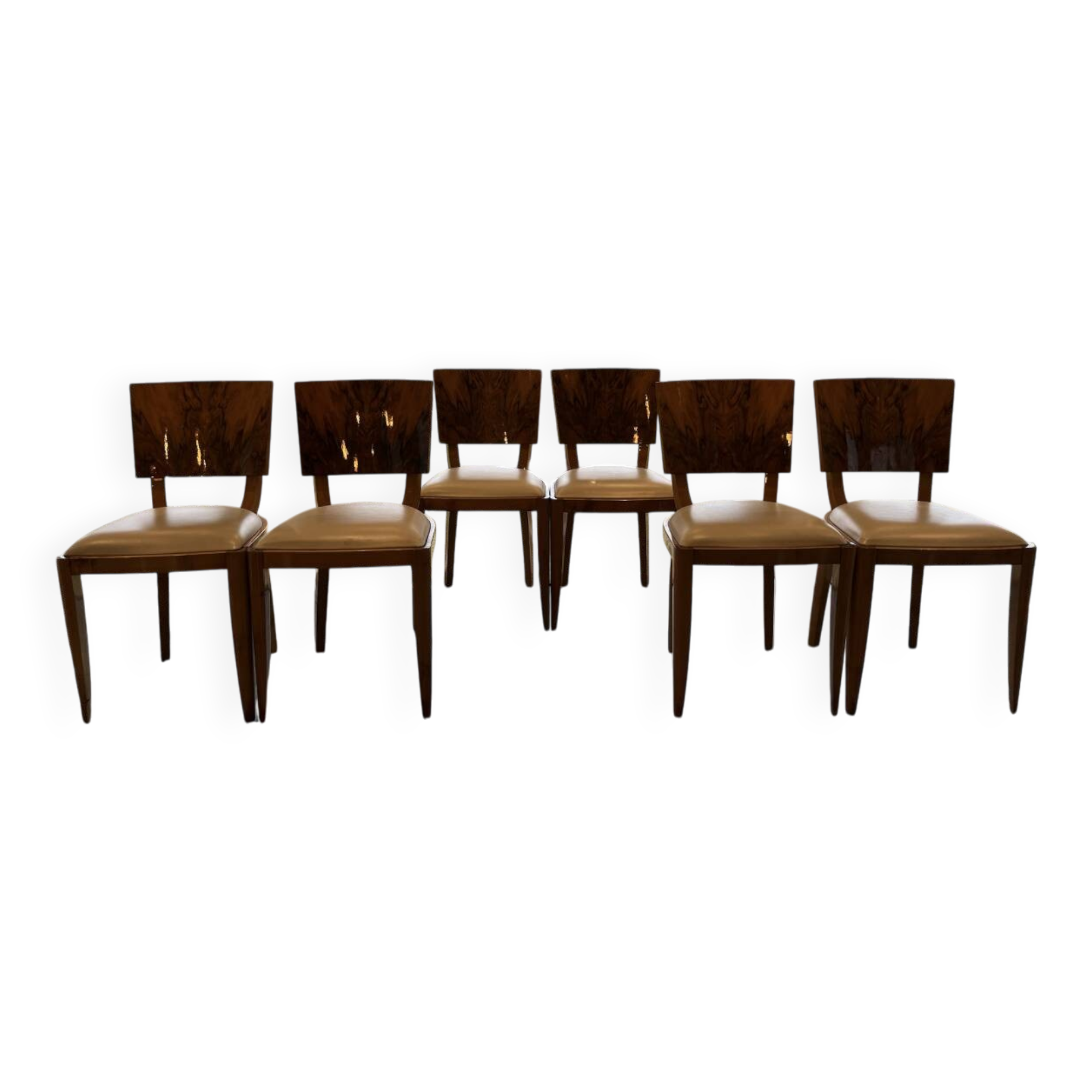 Set of 6 Art Deco elm burl chairs – 1930s – Excellent condition