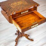 Antique Louis Philippe Sewing Table with Inlaid Top, 1860