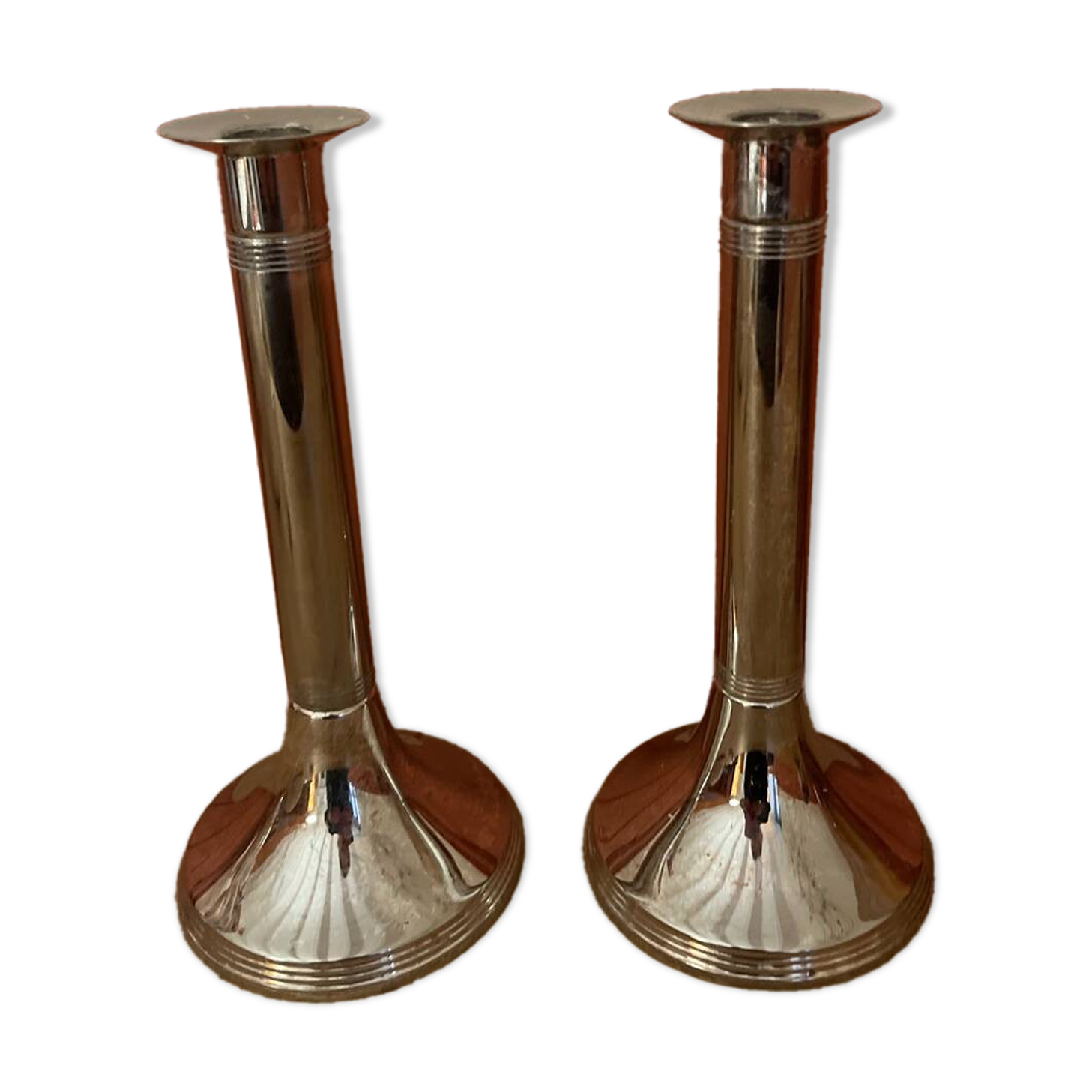 Silver metal candle holders