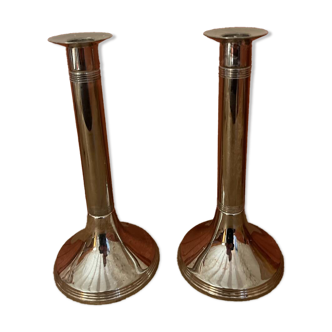 Silver metal candle holders