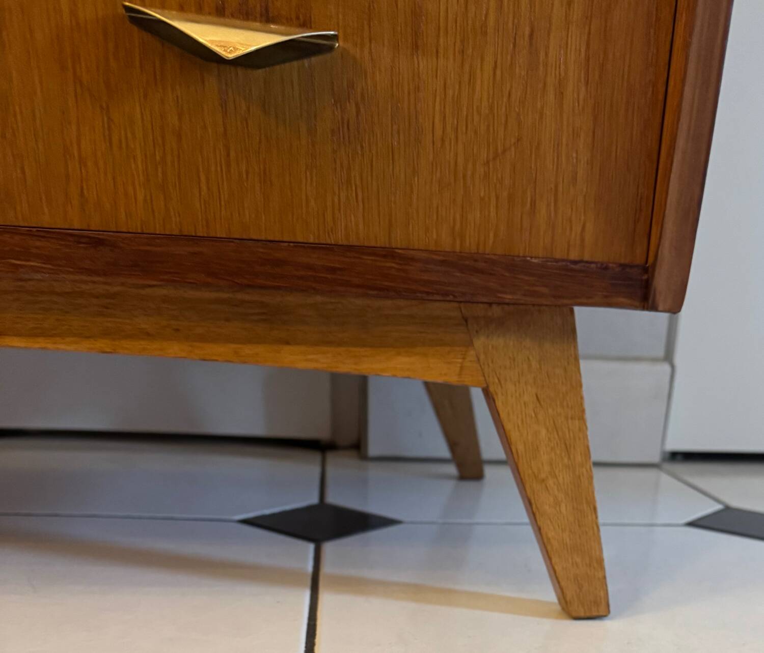 Vintage chest of drawers with compass feet
