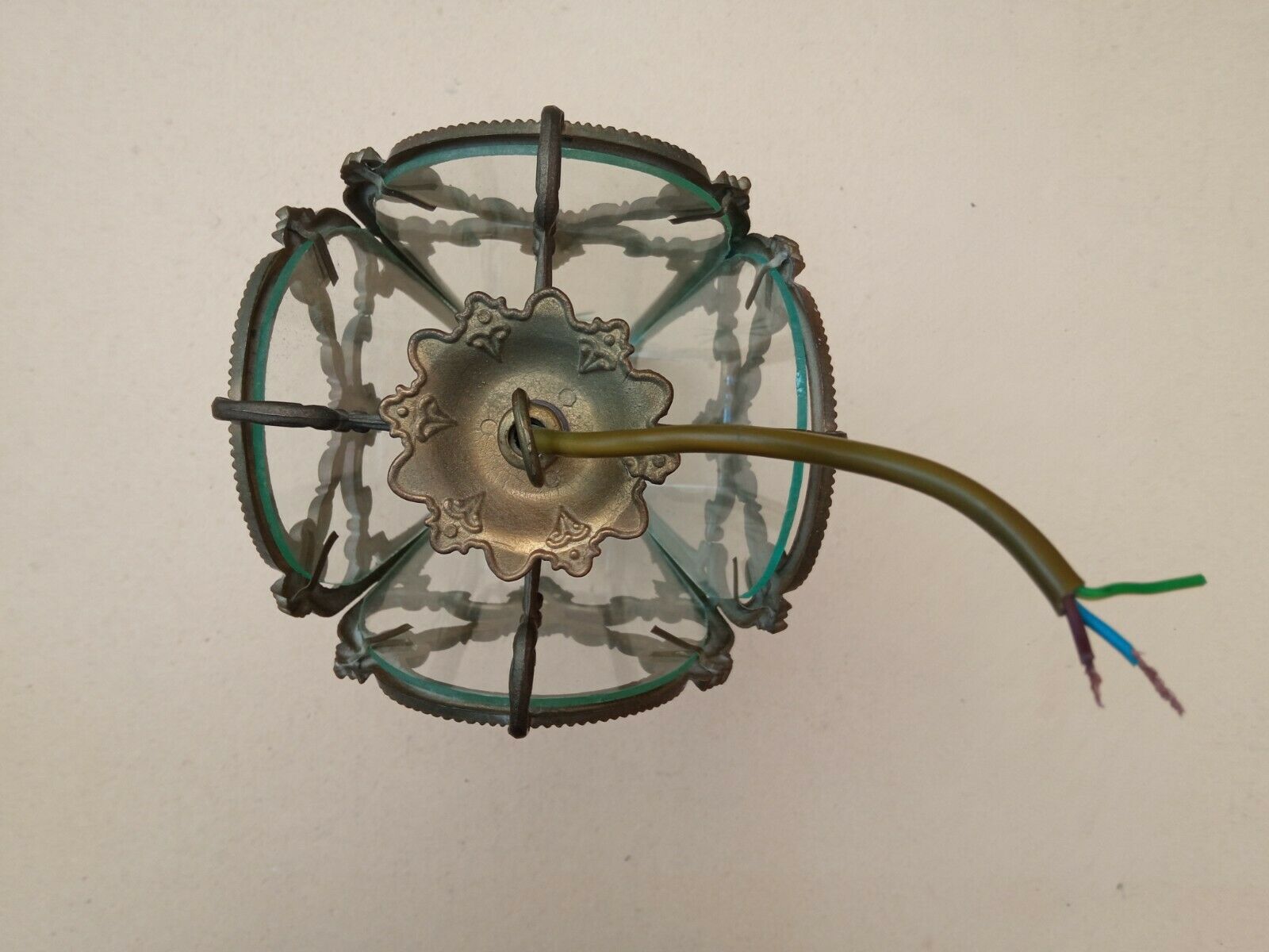 Bronze lantern of Louis XVI style working order - engraved glasses