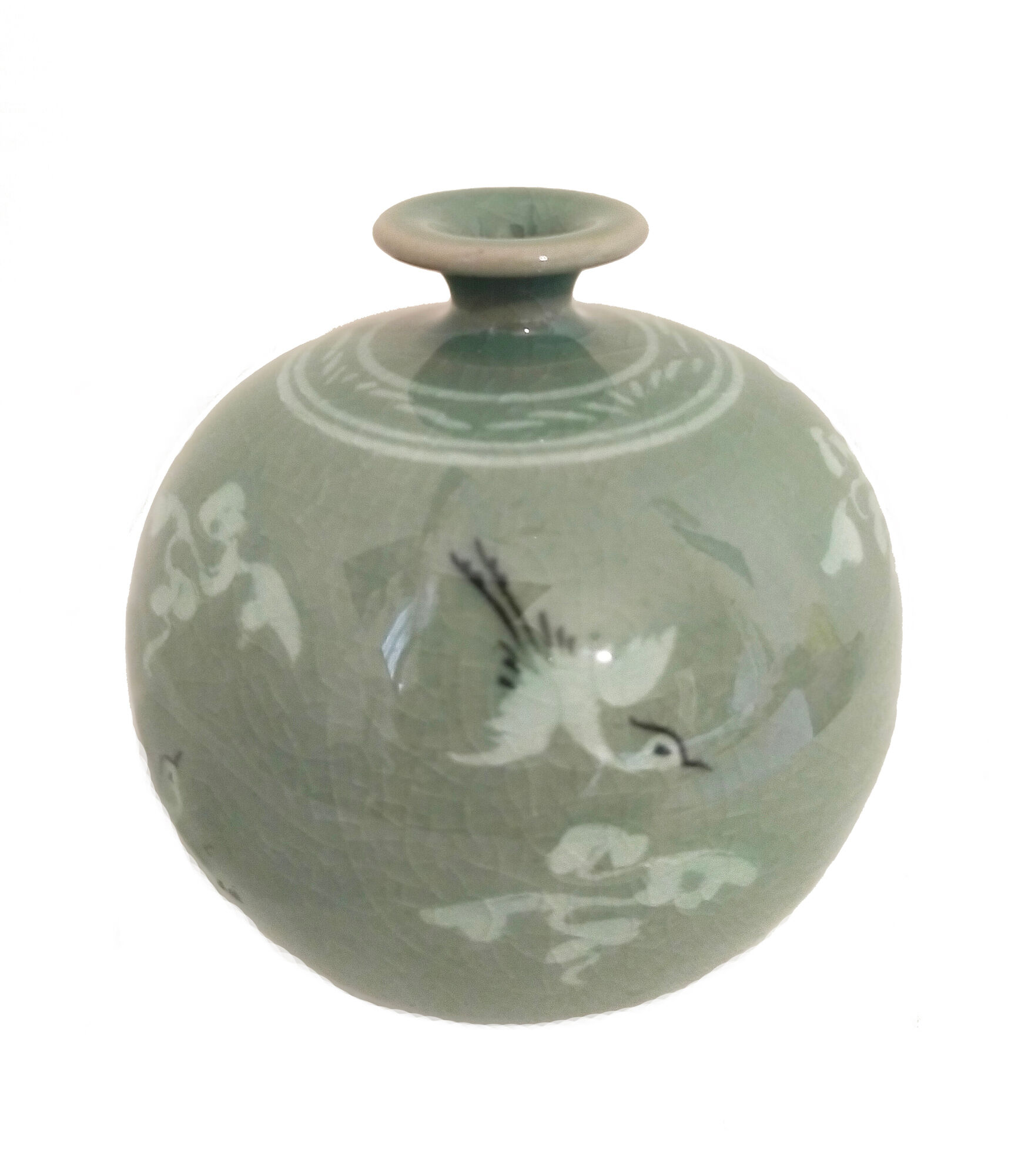 Vase céladon en porcelaine ancien traditionnel coréen