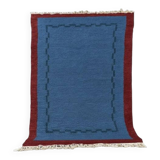 Slate blue and oxblood wool rug, 150/250cm