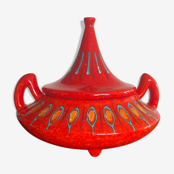 Vintage covered pot in glazed ceramic