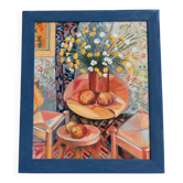Still life with a bouquet of flowers – Colourful interior – Signed