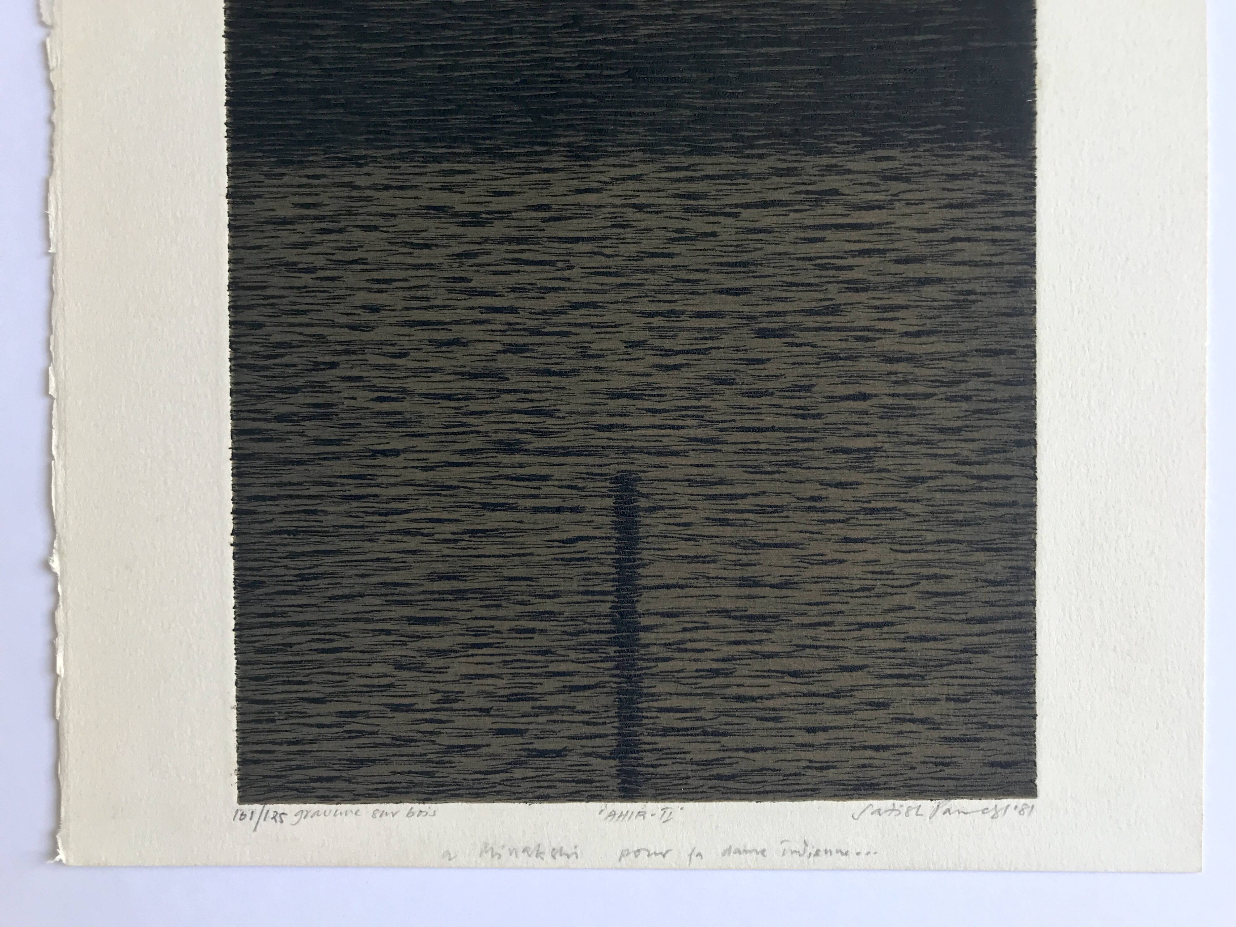 Satish PANCHAL, Ahir II, 1981. Wood engraving signed in pencil.