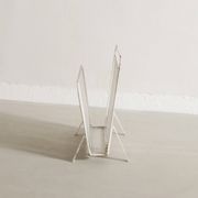 Vintage French Mid Century Mathieu Matégot White Metal Magazine Rack, 1950s