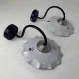 Pair of antique swan neck workshop wall lights