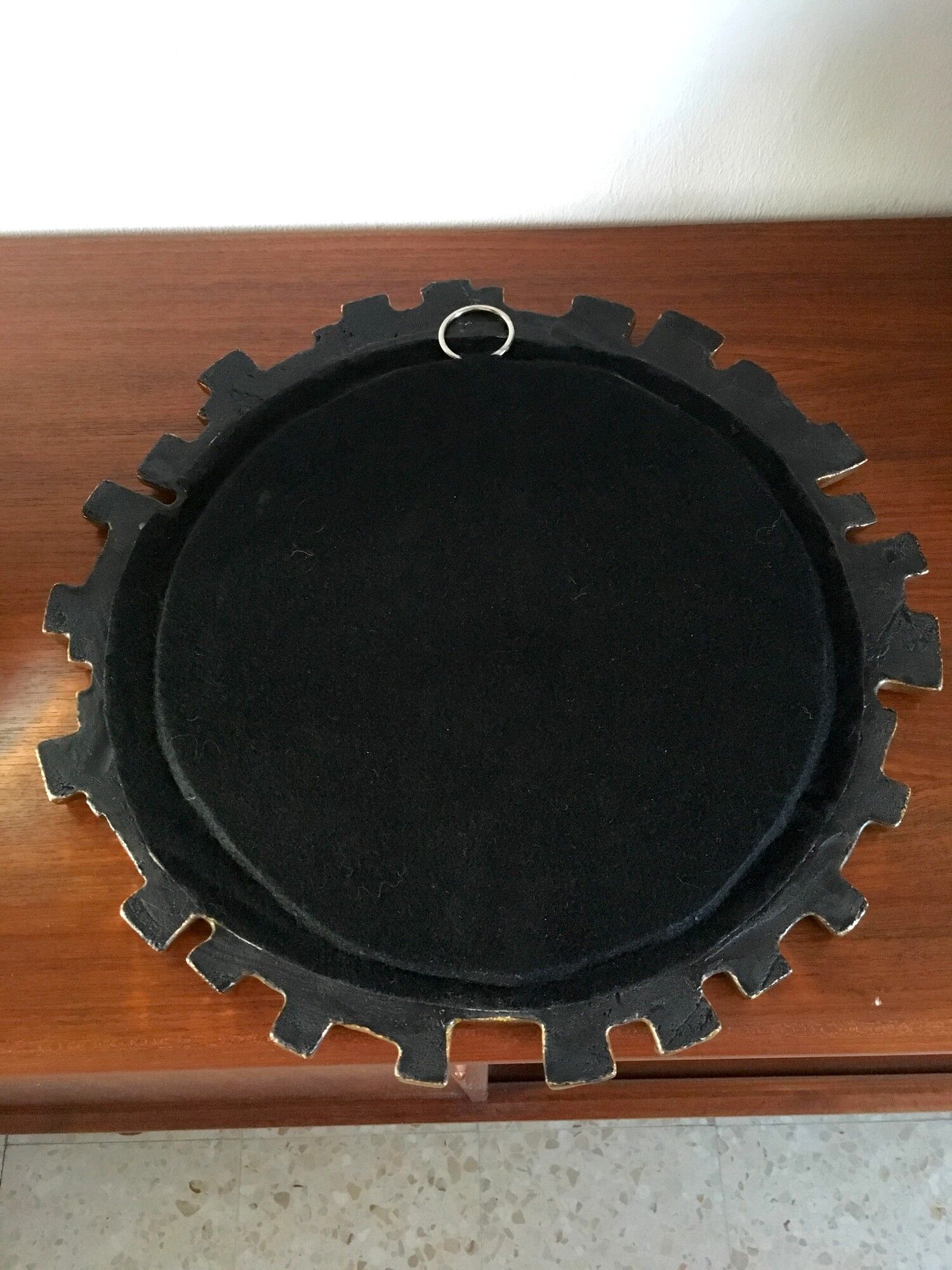 Ceramic sun mirror by François Lembo, 60s - 43cm