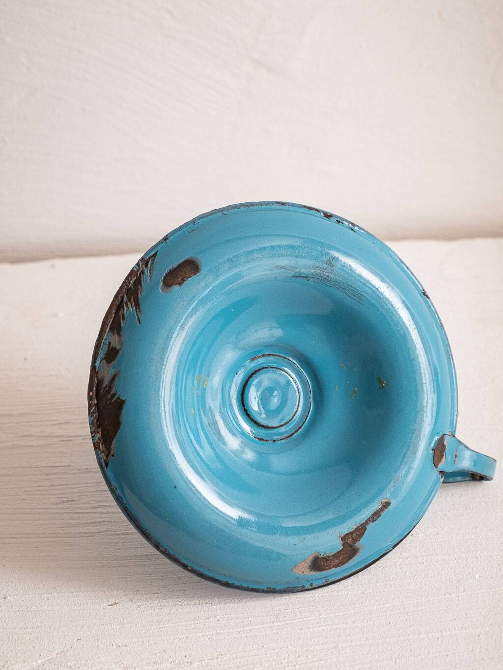 blue metal candle holder