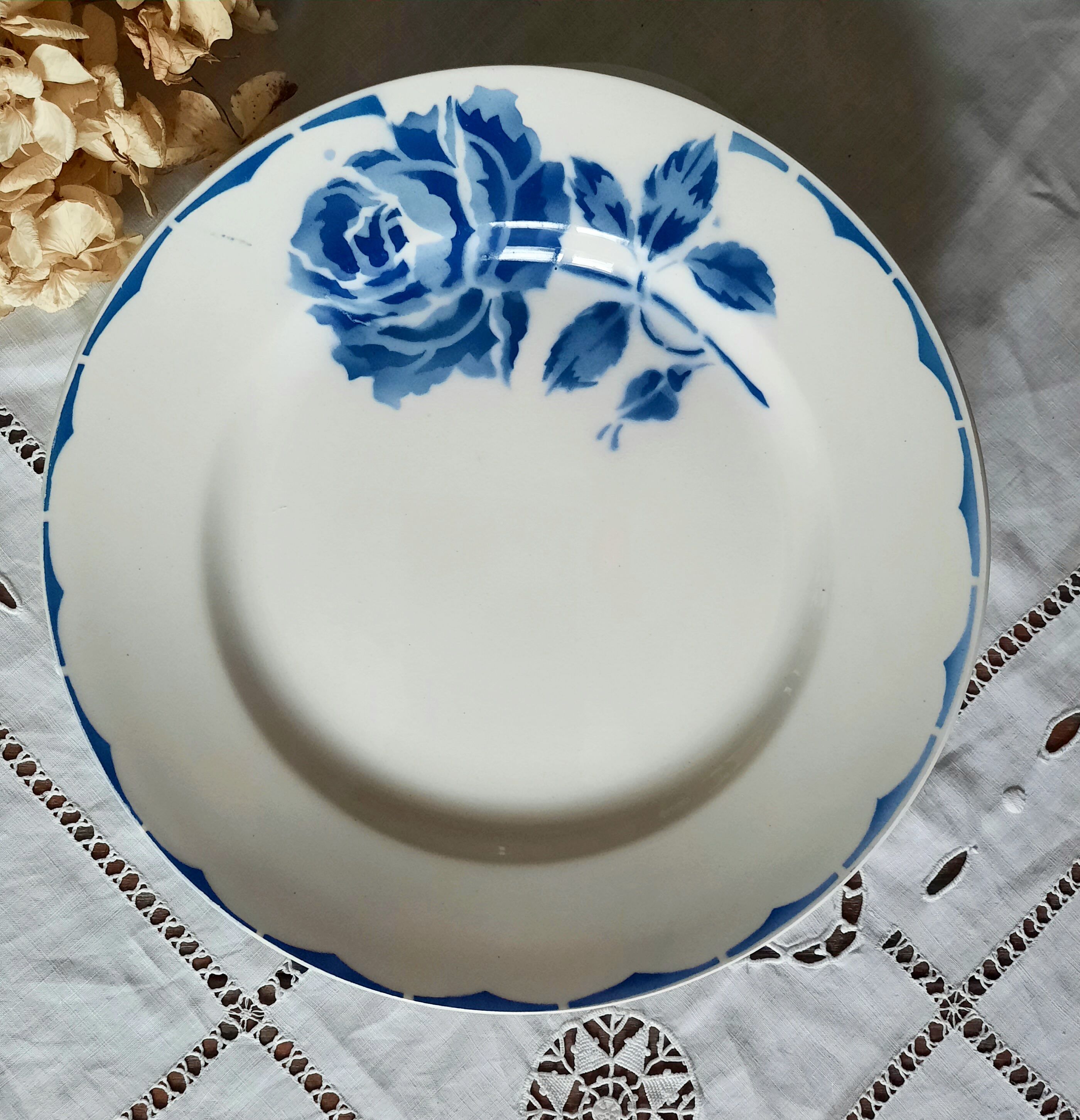 Old flat plates mismatched in earthenware