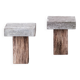 Paire de socles ou tables d’appoint en bois et en pierre (n° 2)