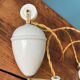 Period pendant lamp rises and falls in porcelain and opaline