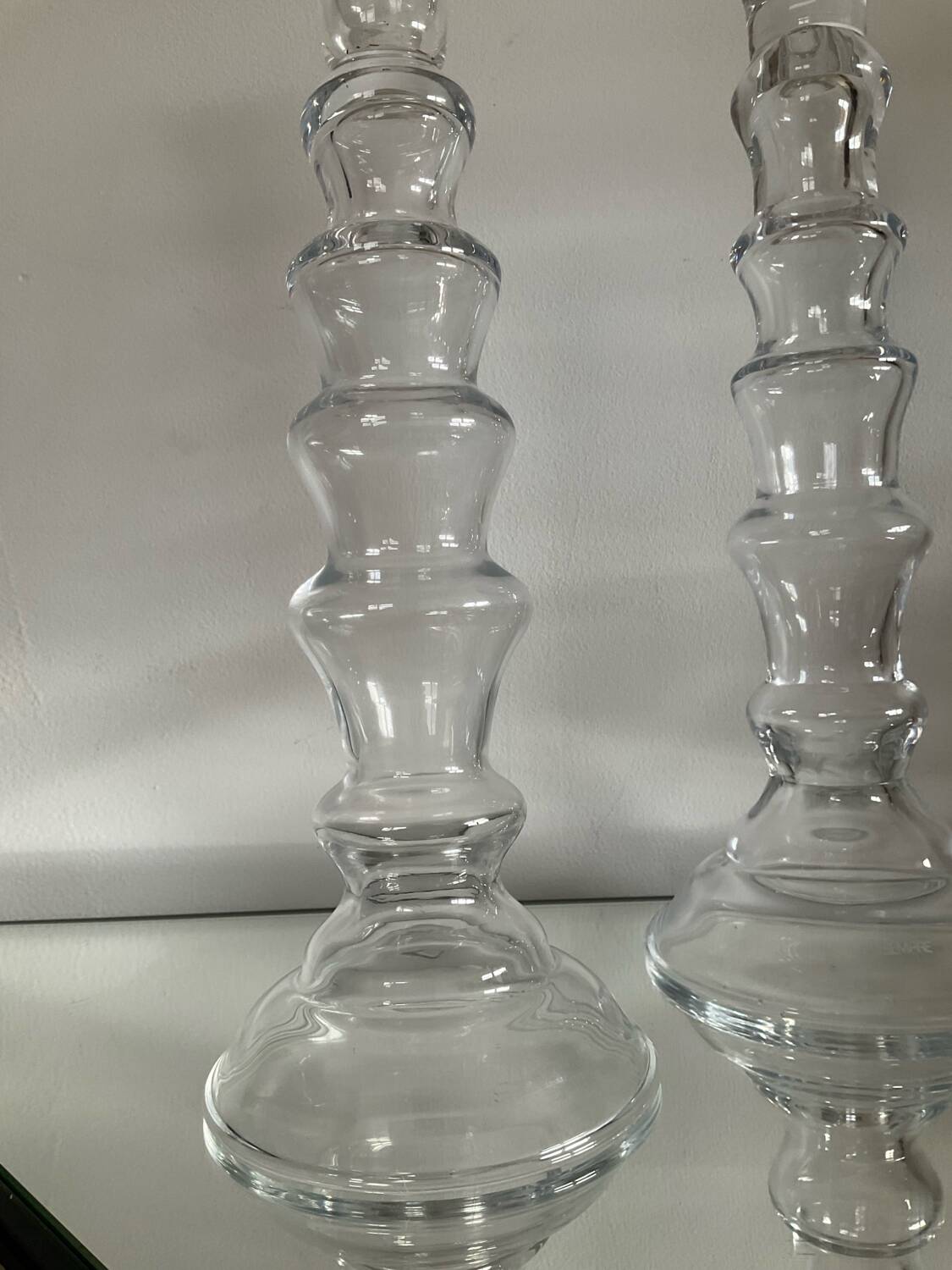 Pair of vintage blown glass candlesticks