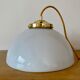 Suspension abat-jour vintage en opaline blanche