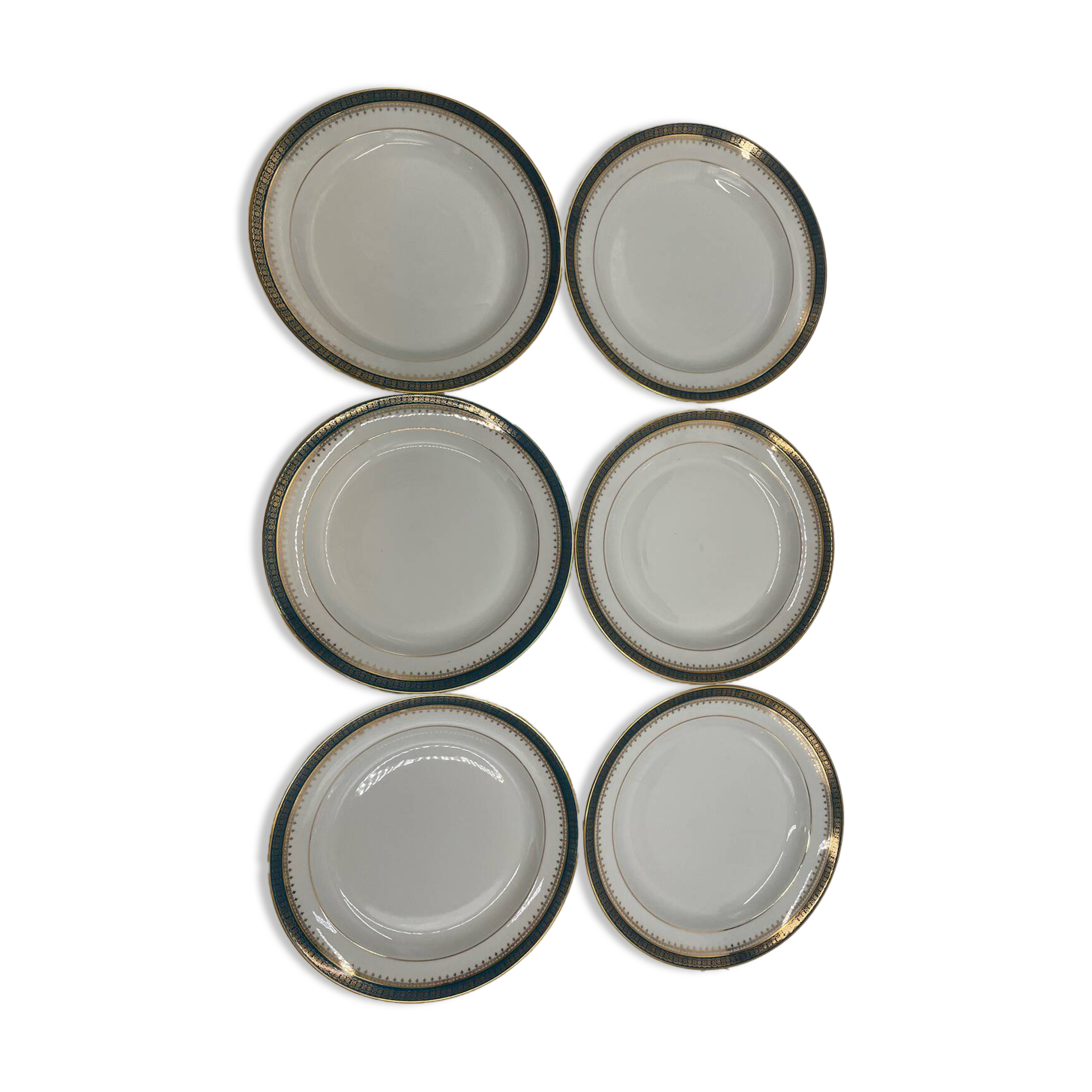 Six slightly hollow Limoges porcelain plates.