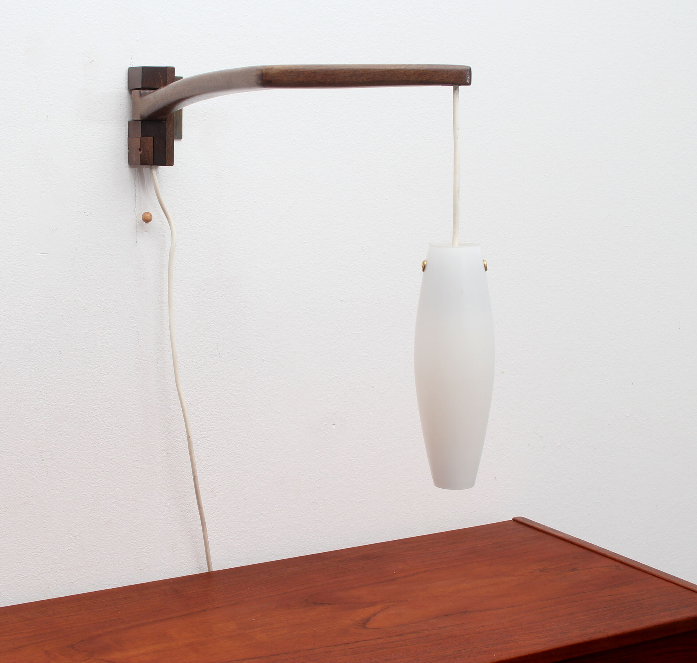 1960s boomerang wall lamp opaline glass