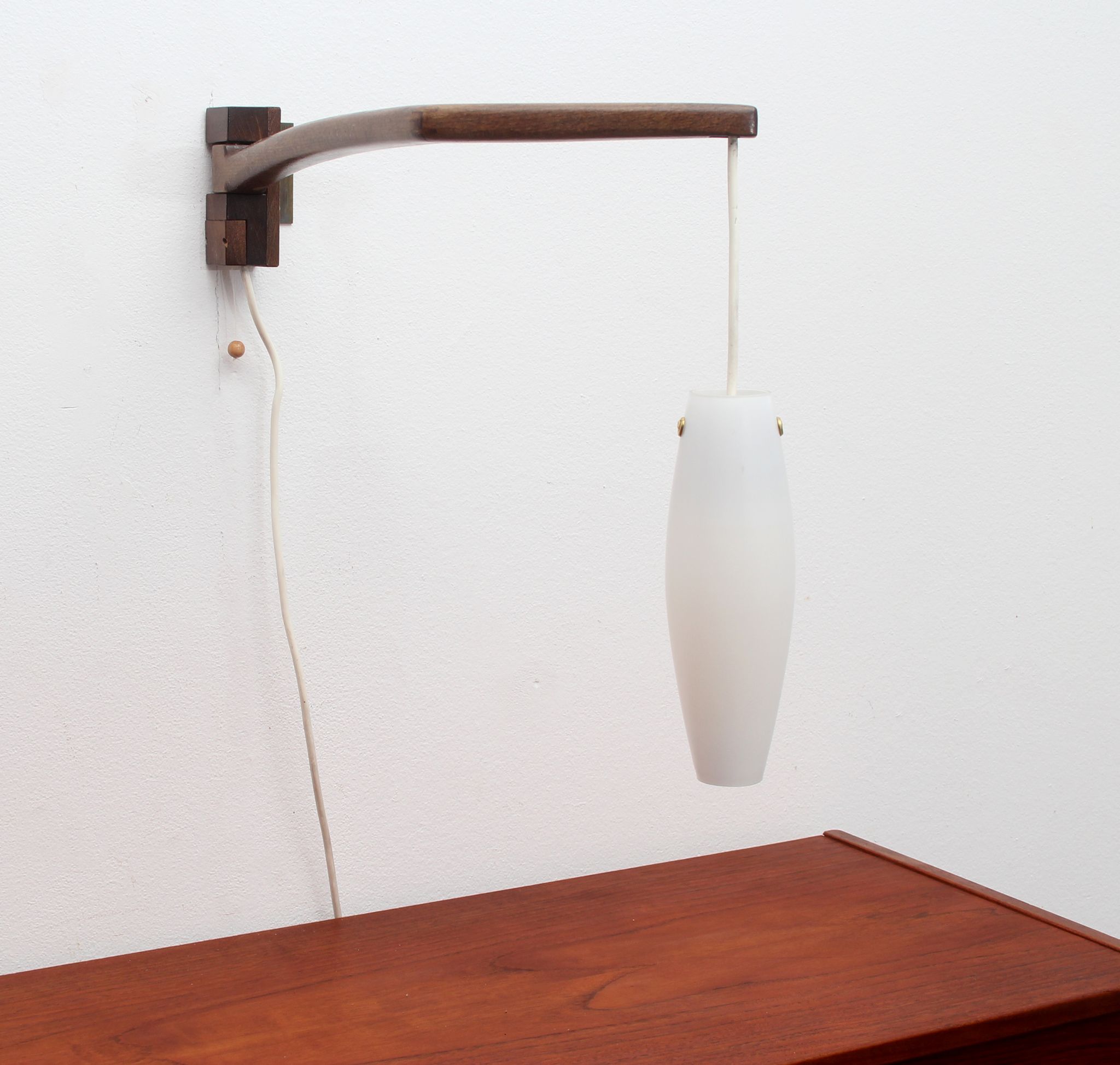 1960s boomerang wall lamp opaline glass