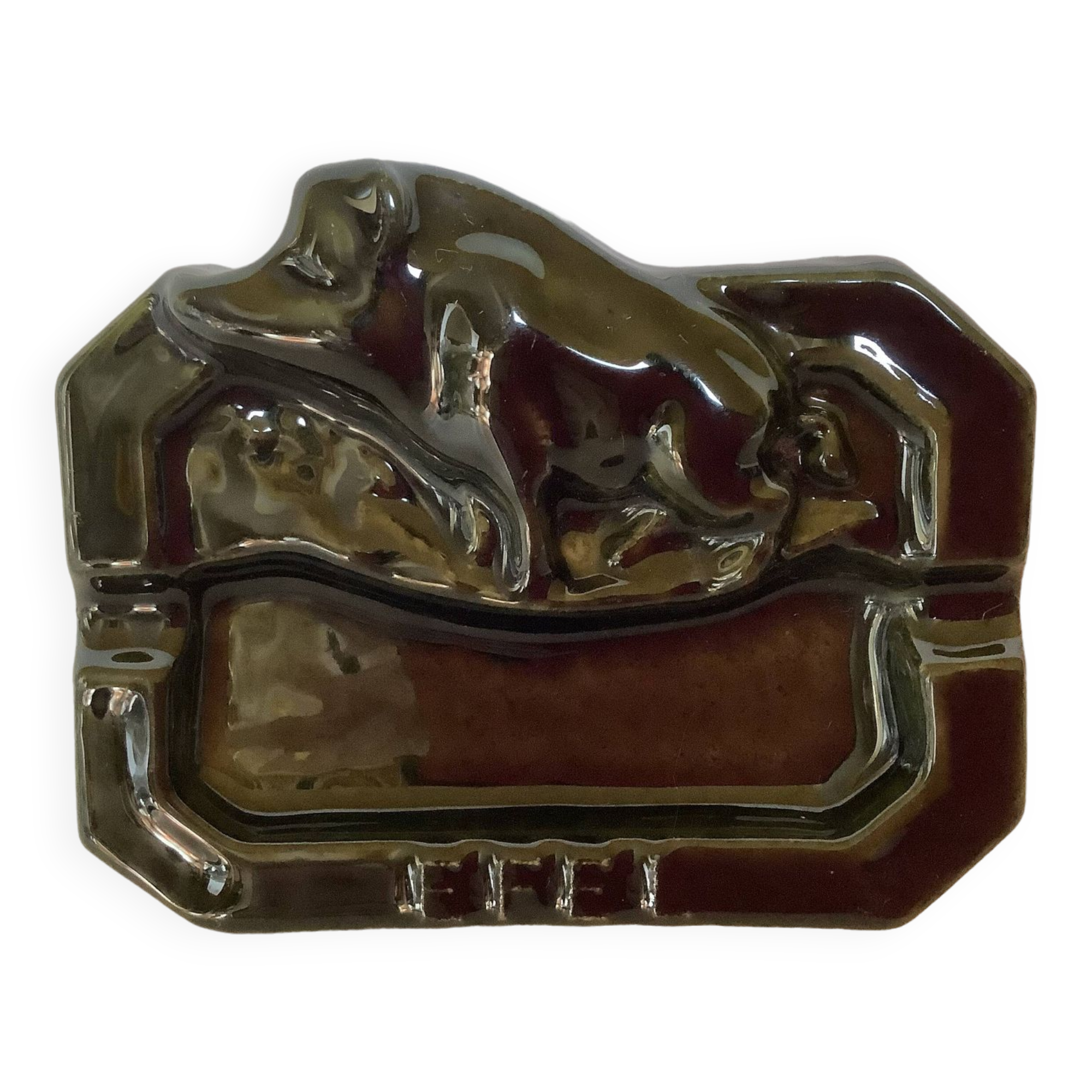 Old cast iron boar ashtray efel