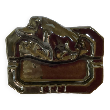 Old cast iron boar ashtray efel