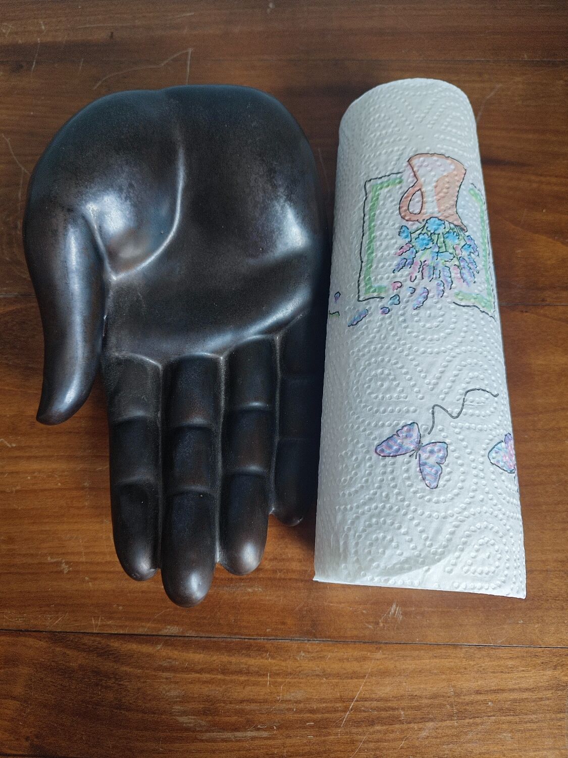 Empty vintage ceramic hand pocket