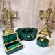 Vintage 70's Desk Set in Green Alabaster Malachite - 3 Pieces - Ita