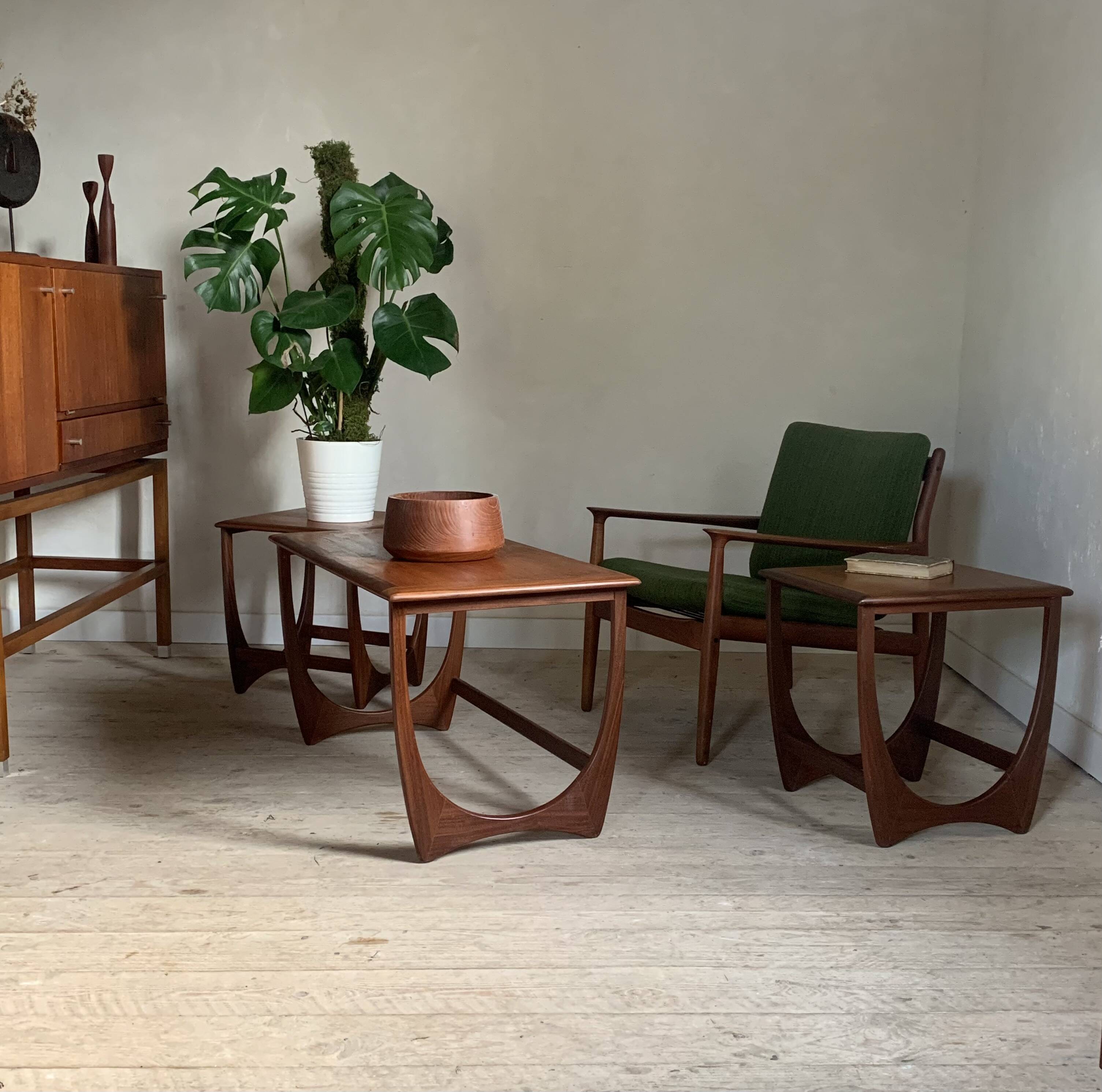 Vintage Scandinavian teak nesting coffee table Astro Victor Wilkins