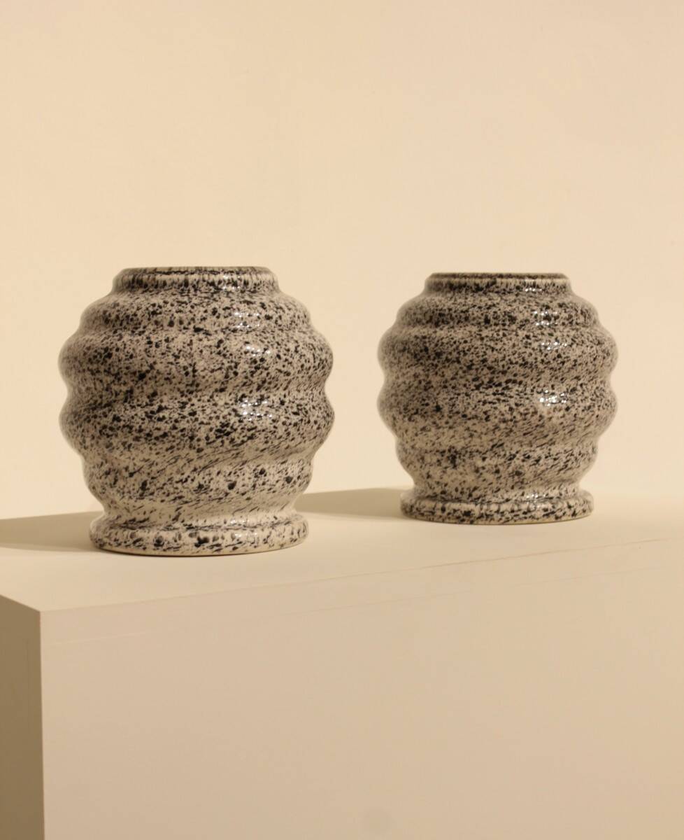 2 pots faux marbre - La croix d'Ossau, céramique des Pyrénées