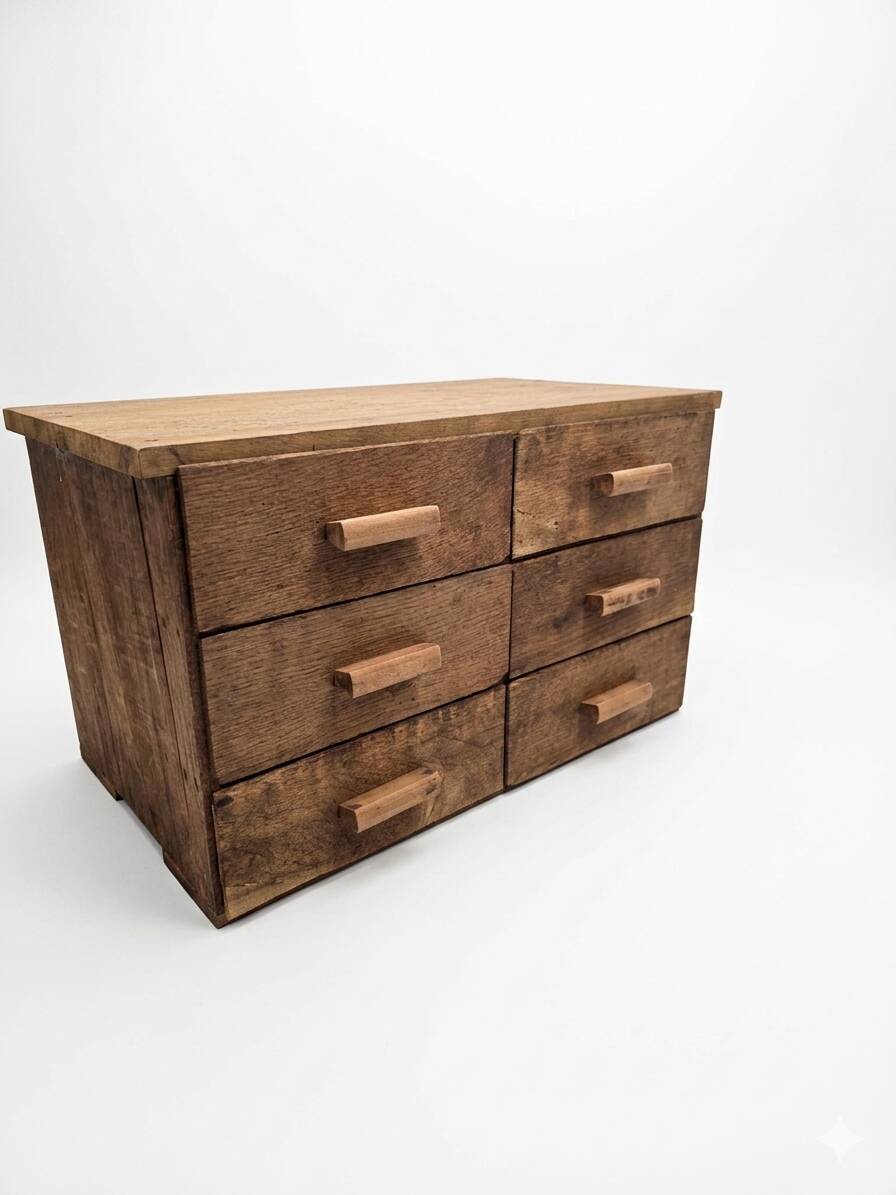 Antique workshop furniture with 6 drawers
