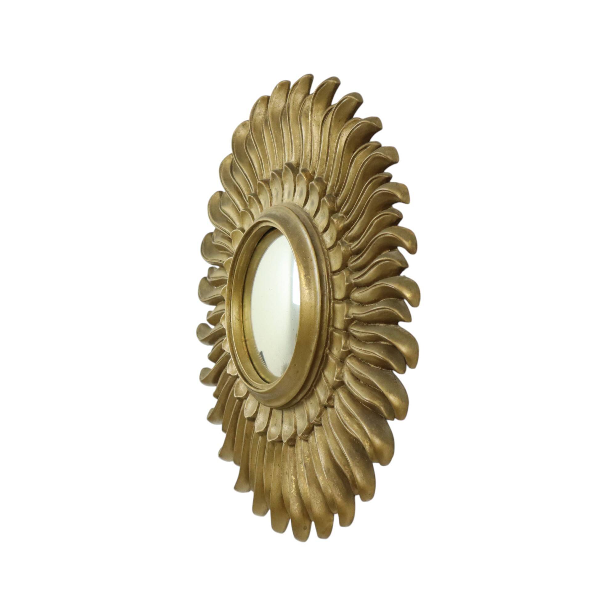 Vintage Sun Mirror Sunburst Mirror Convex Gold Resin 42cm