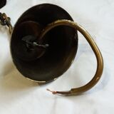 2 suspensions globe boule en verre soufflé ciselé ambré