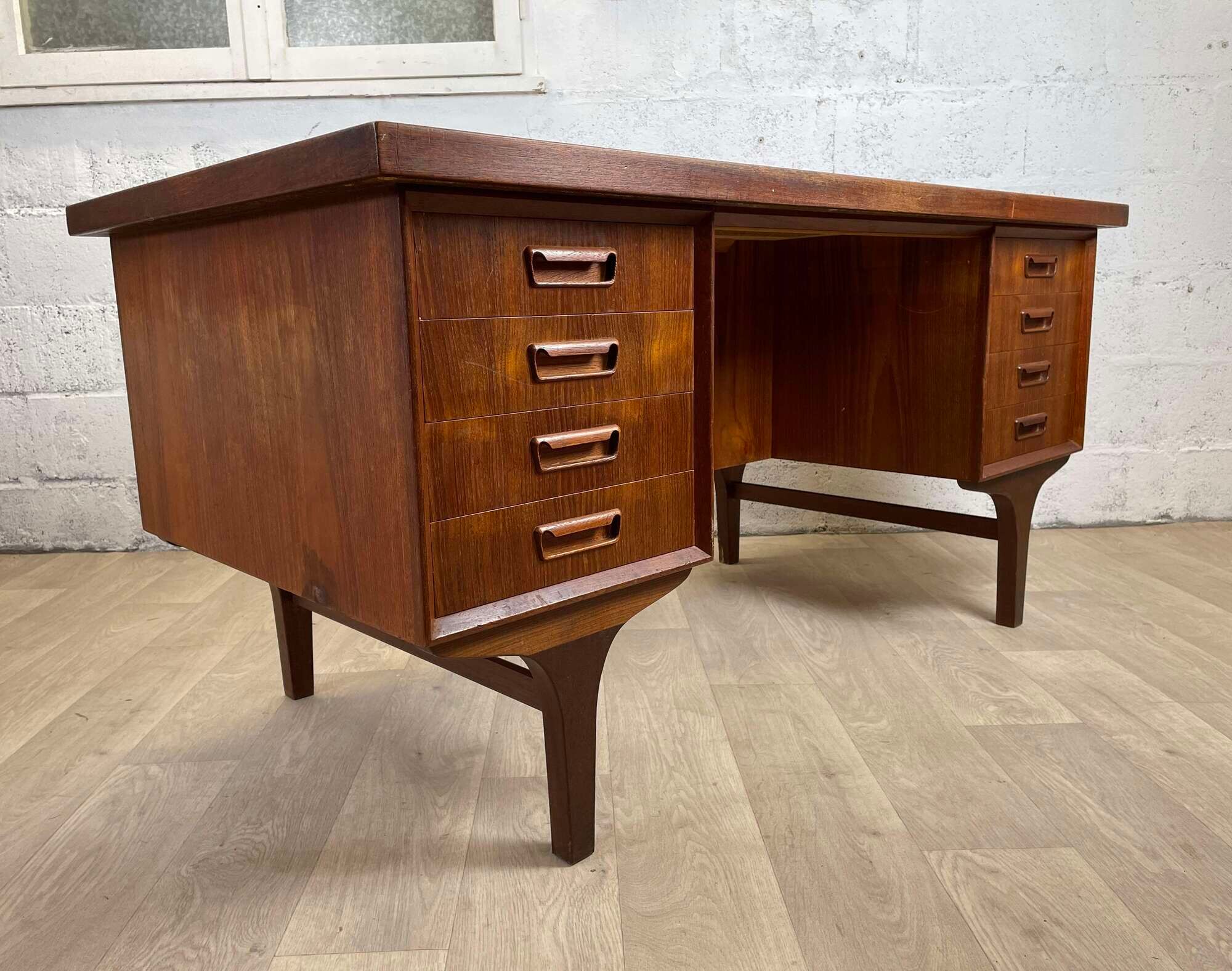 Scandinavian double-sided teak desk, 60s
