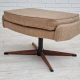 Fauteuil pivotant et son repose-pieds, laine