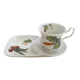 Tea cup, solitary service, naturalistic decoration, in Limoges porcelain.