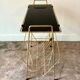 End table, Erdecor magazine holder in gold metal and black glass