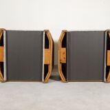 Set of 2 bamboo and rattan fauteuils with graphic fabric