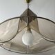 Italian suspension lamp in smoked glass and brass from the 1970s.