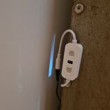 Vintage industrial showcase with LED interior lighting