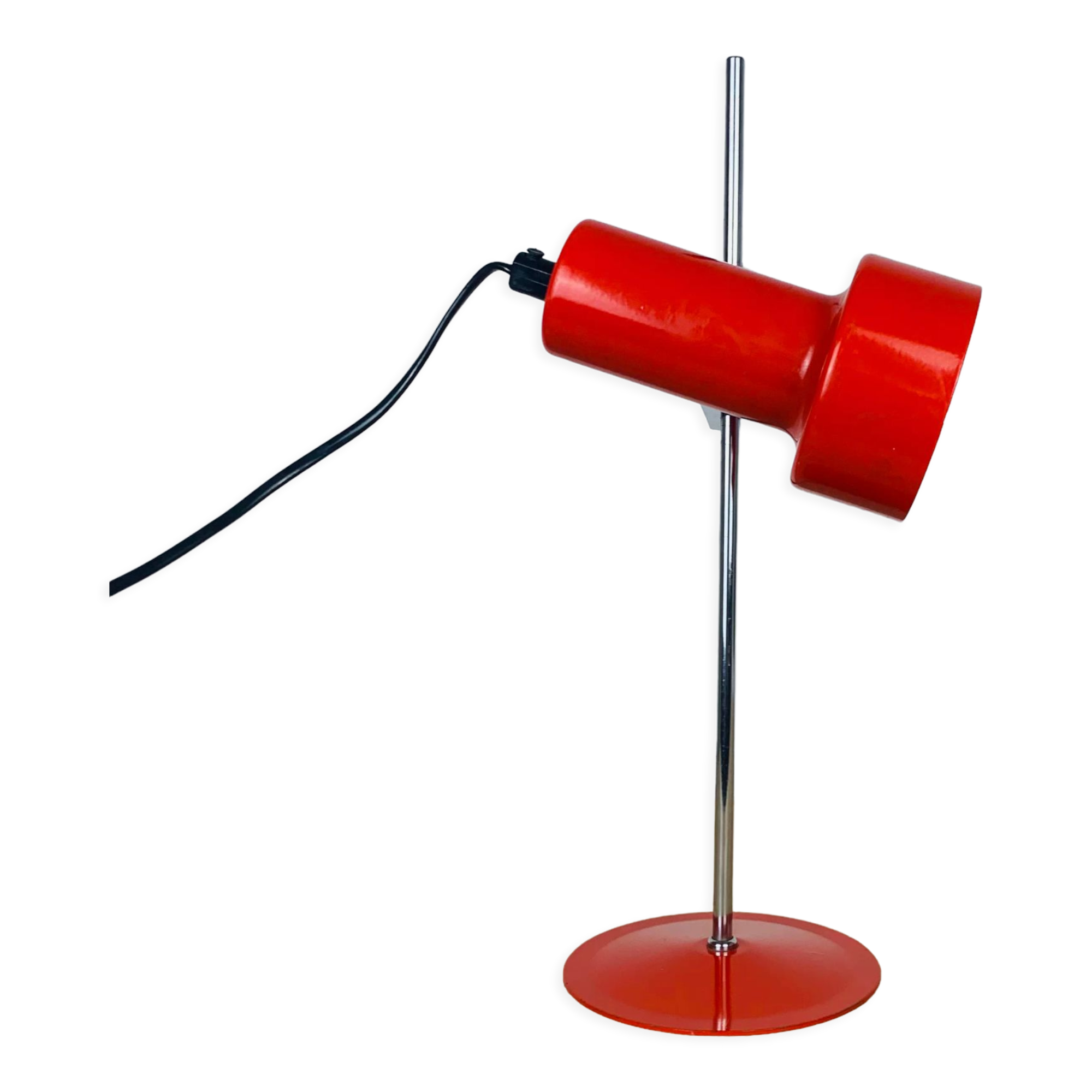Spot desk lamp red chrome rod 70s