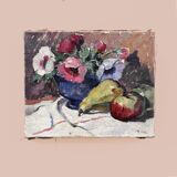 Table 1900 "Anemones and Fruits" signed J. Uhli