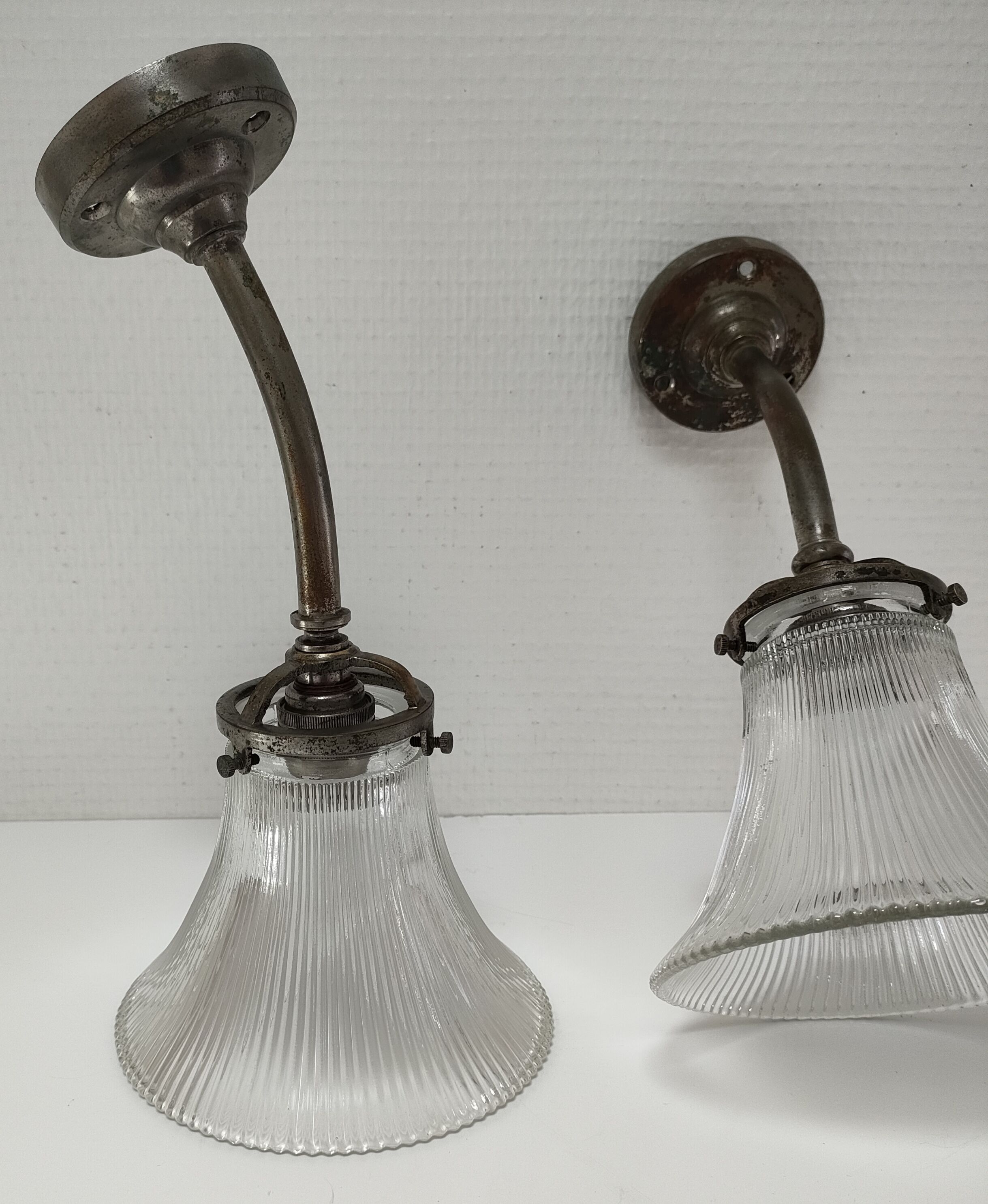Pair of bronze and glass sconces  1900
