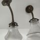 Pair of bronze and glass sconces  1900